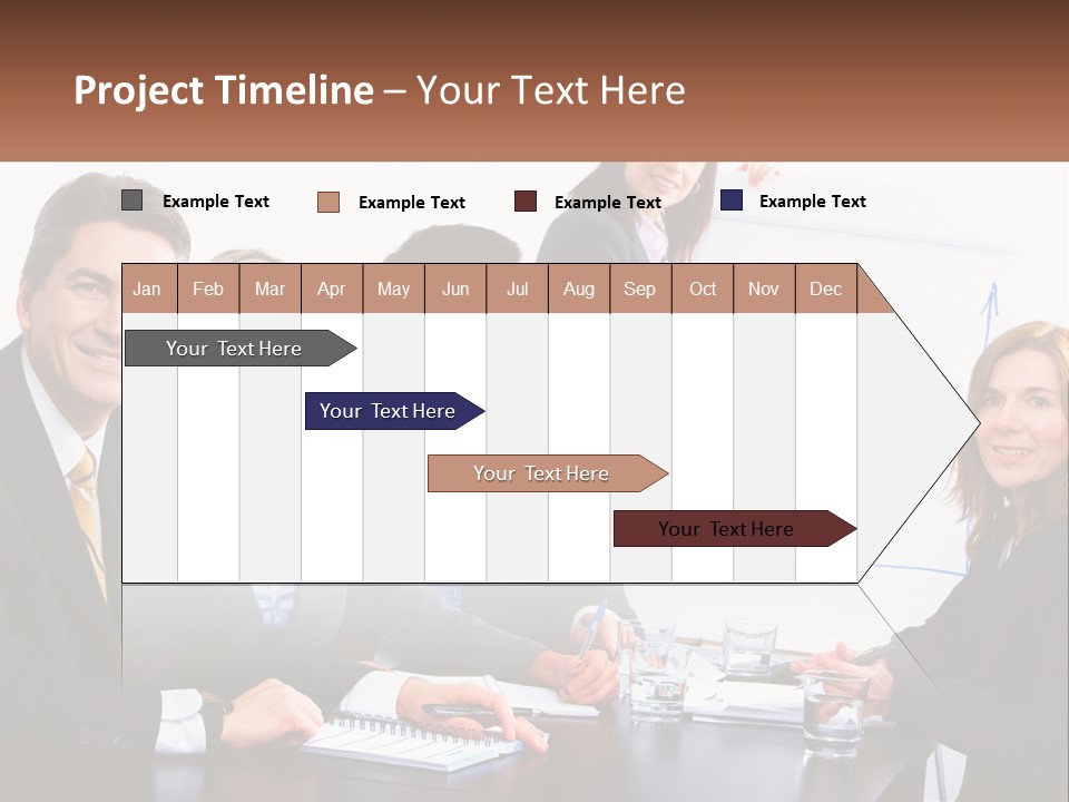 A Group Of Business People Sitting At A Table PowerPoint Template