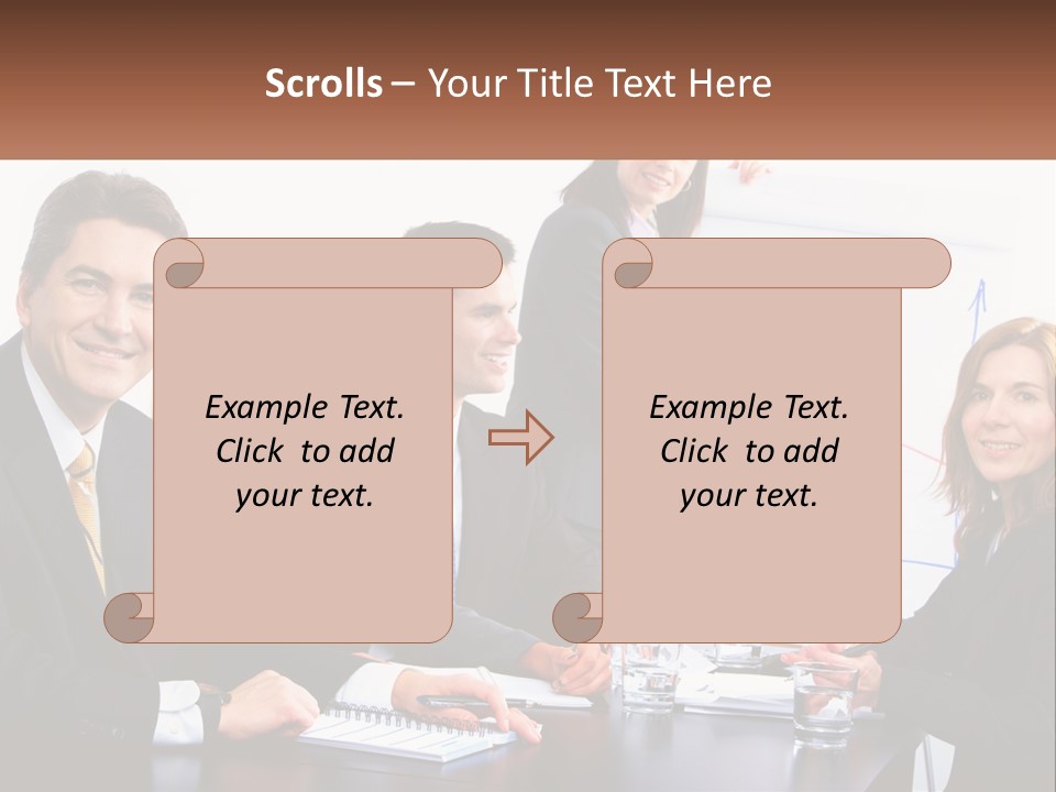 A Group Of Business People Sitting At A Table PowerPoint Template