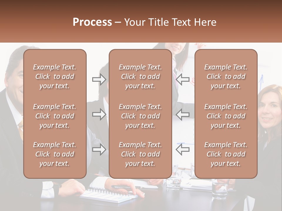 A Group Of Business People Sitting At A Table PowerPoint Template