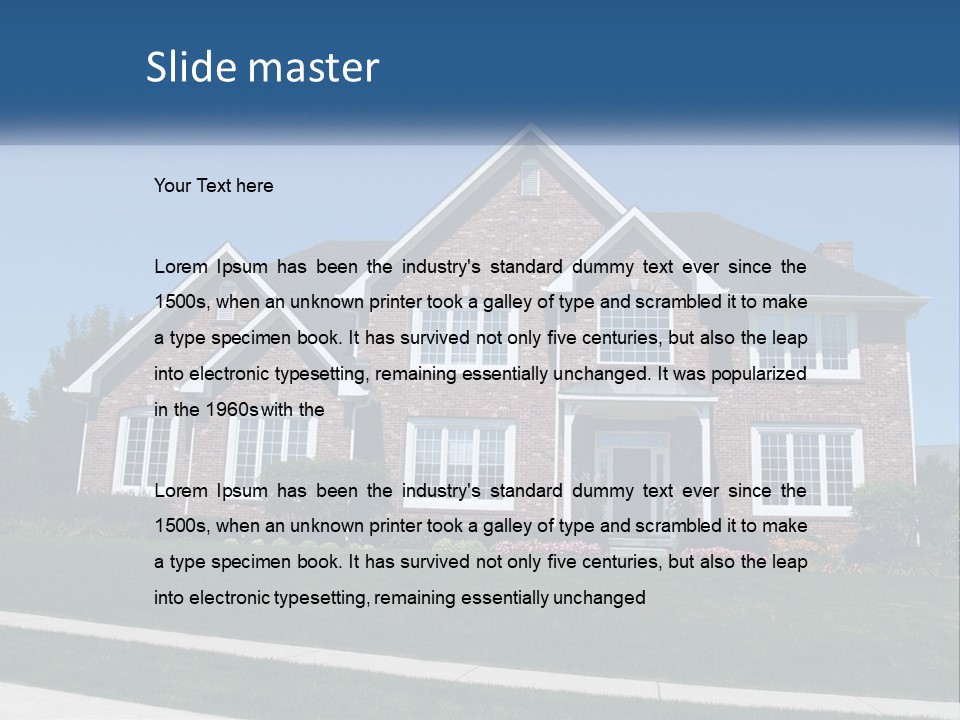 A Brick House With A Blue Sky In The Background PowerPoint Template
