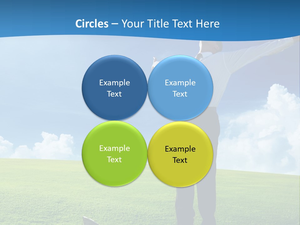 A Man Standing In A Field With His Arms Outstretched PowerPoint Template