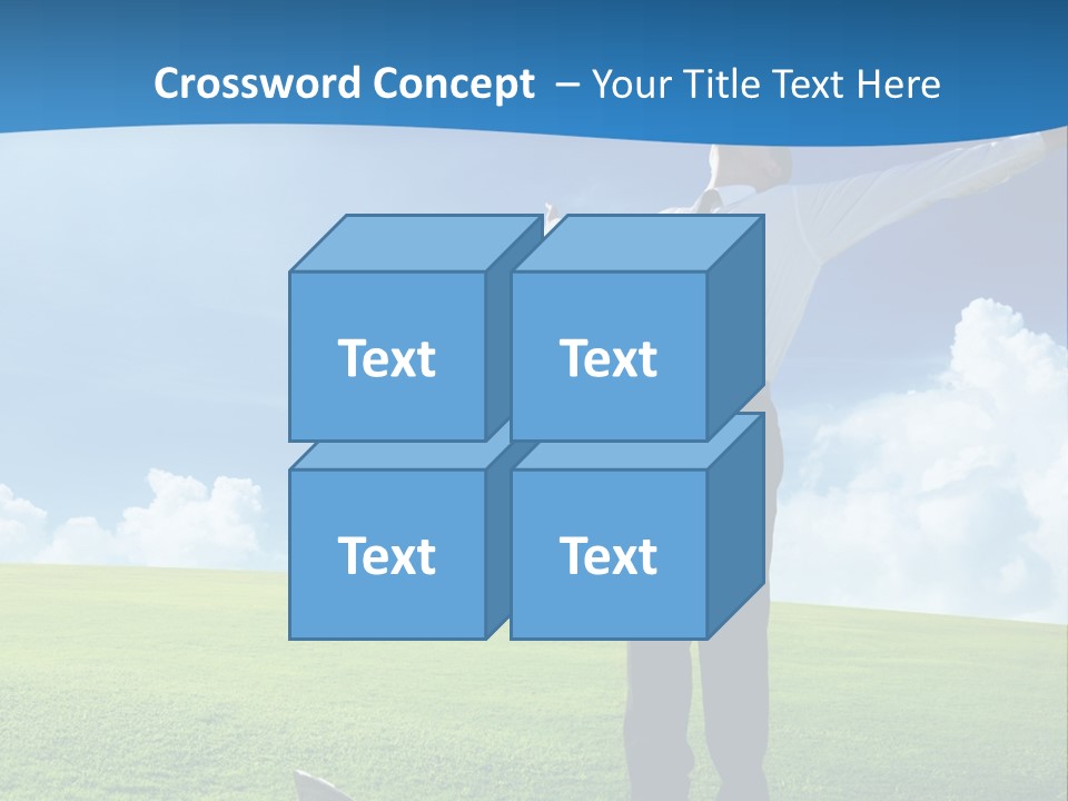 A Man Standing In A Field With His Arms Outstretched PowerPoint Template
