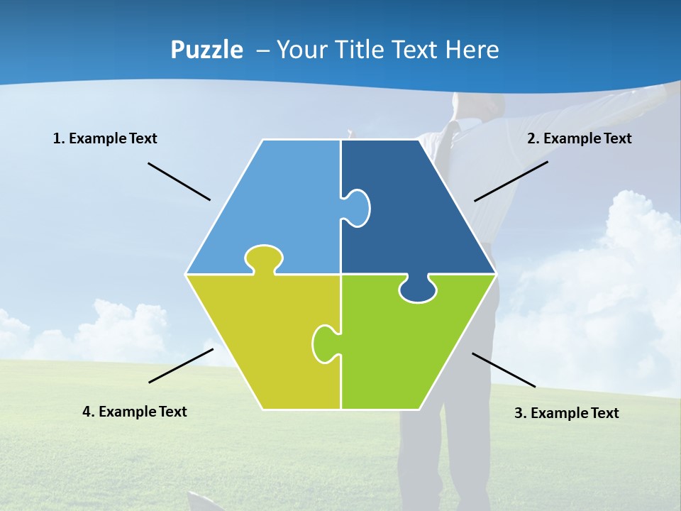 A Man Standing In A Field With His Arms Outstretched PowerPoint Template