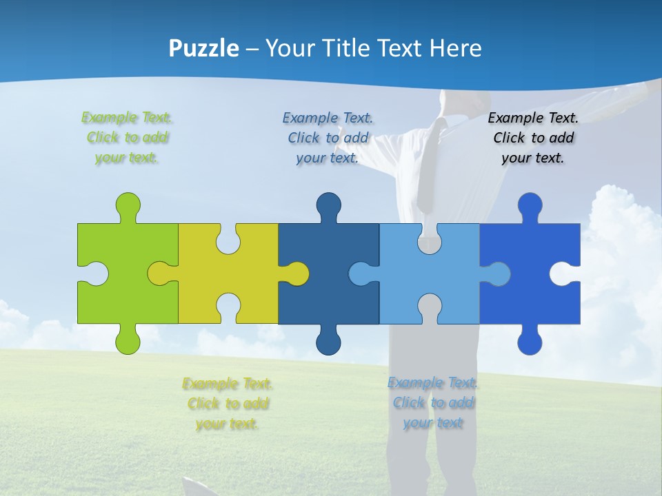 A Man Standing In A Field With His Arms Outstretched PowerPoint Template
