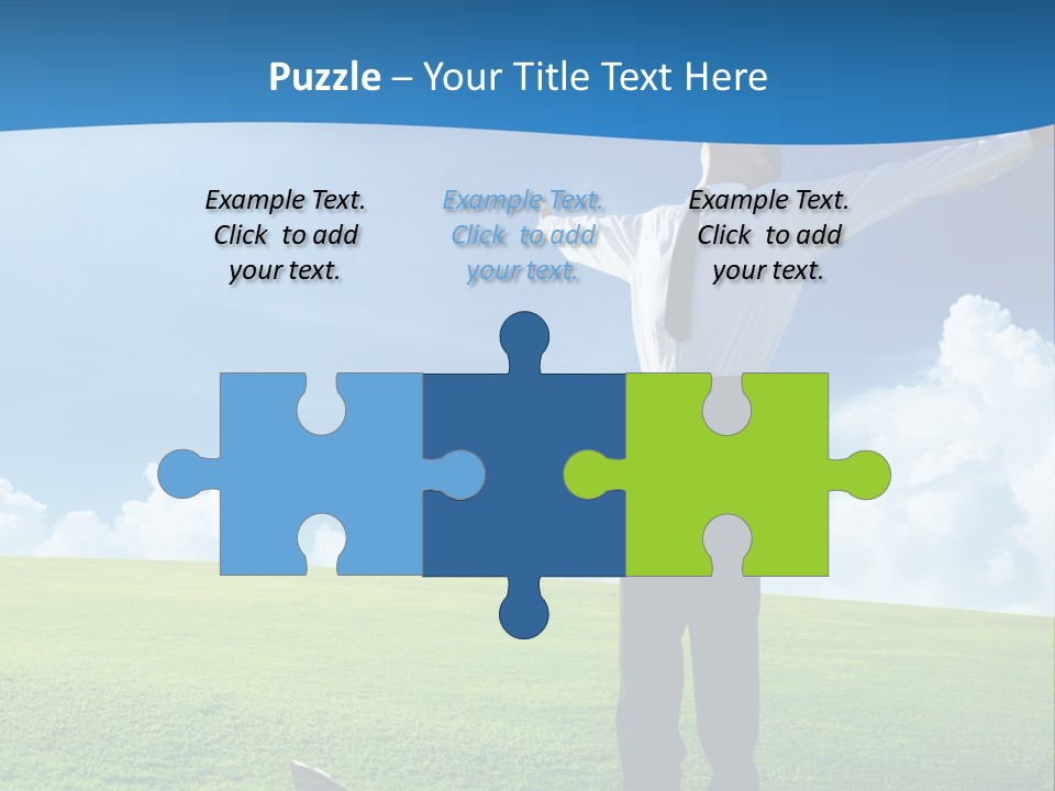 A Man Standing In A Field With His Arms Outstretched PowerPoint Template