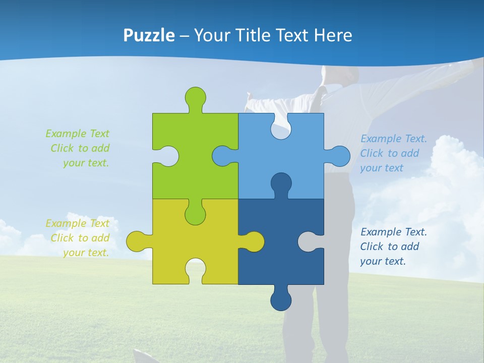 A Man Standing In A Field With His Arms Outstretched PowerPoint Template