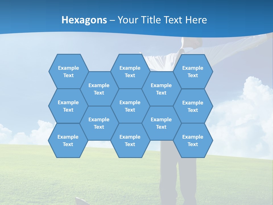A Man Standing In A Field With His Arms Outstretched PowerPoint Template