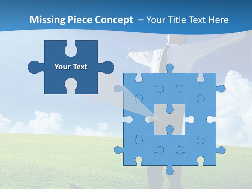 A Man Standing In A Field With His Arms Outstretched PowerPoint Template