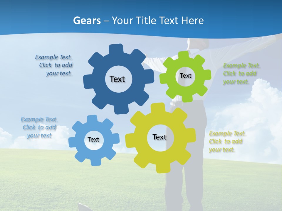 A Man Standing In A Field With His Arms Outstretched PowerPoint Template