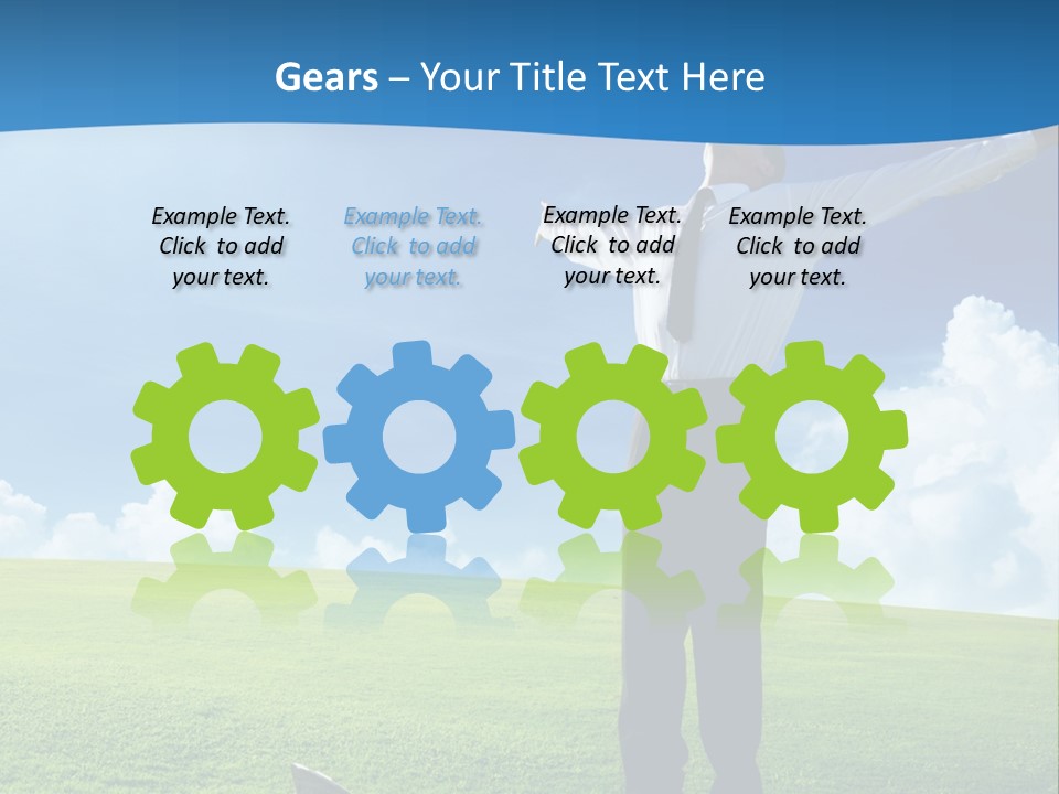 A Man Standing In A Field With His Arms Outstretched PowerPoint Template