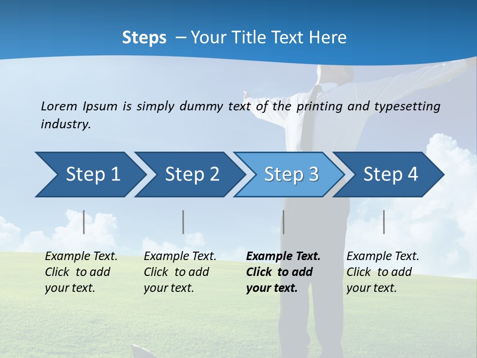 A Man Standing In A Field With His Arms Outstretched PowerPoint Template