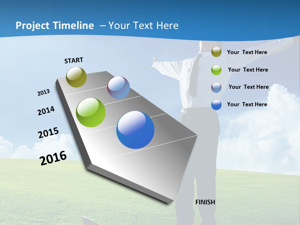 A Man Standing In A Field With His Arms Outstretched PowerPoint Template