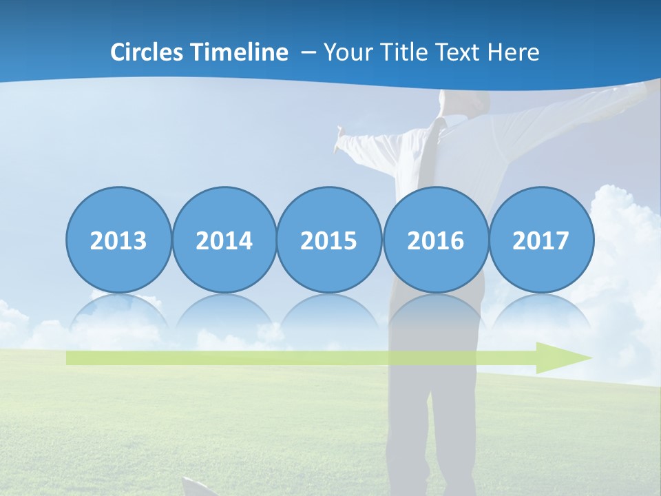 A Man Standing In A Field With His Arms Outstretched PowerPoint Template