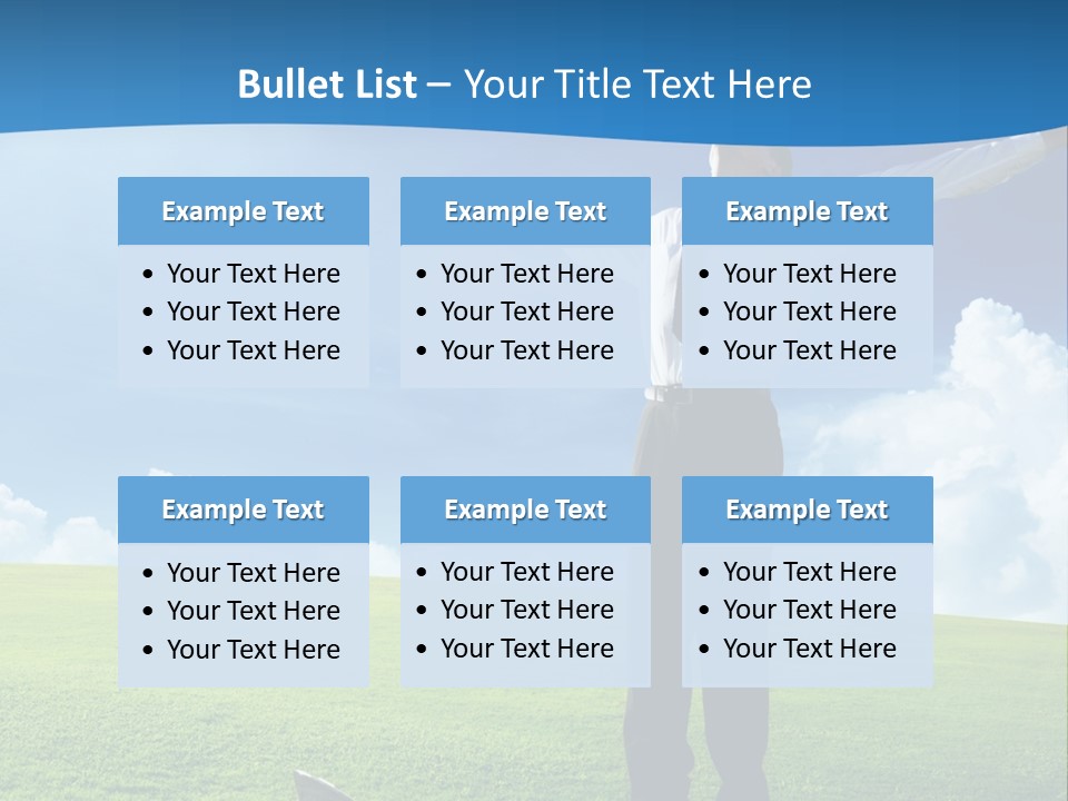 A Man Standing In A Field With His Arms Outstretched PowerPoint Template