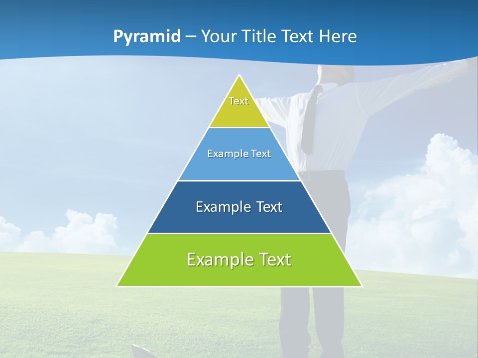 A Man Standing In A Field With His Arms Outstretched PowerPoint Template