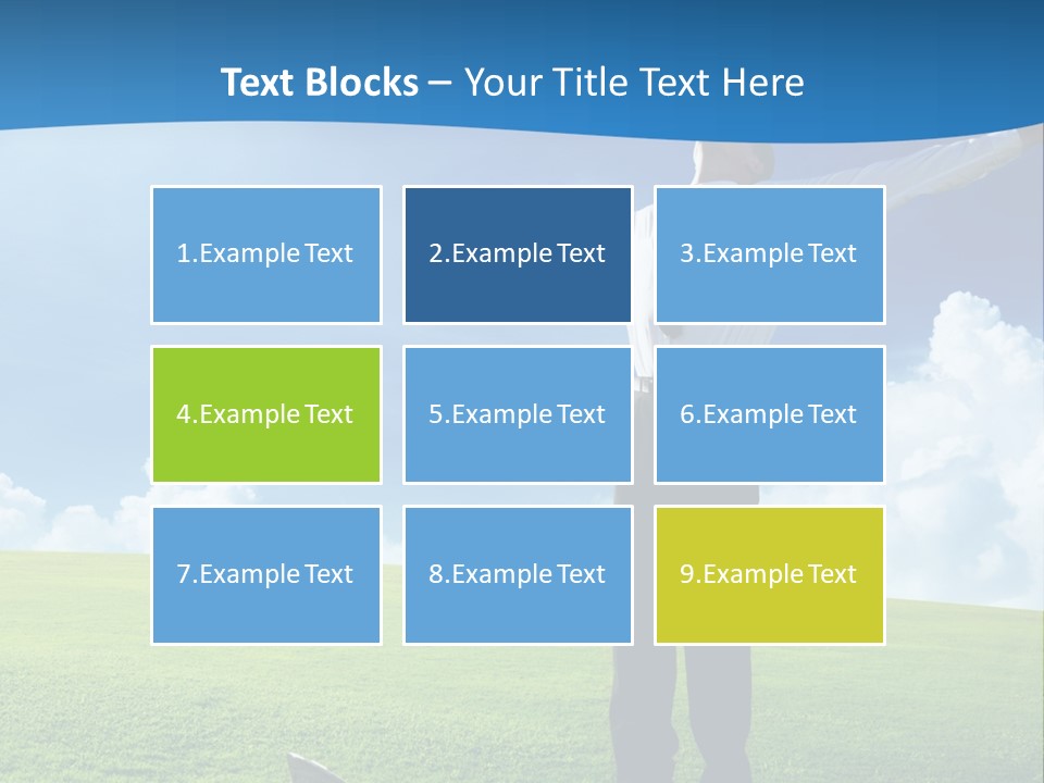 A Man Standing In A Field With His Arms Outstretched PowerPoint Template