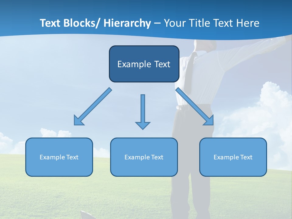 A Man Standing In A Field With His Arms Outstretched PowerPoint Template