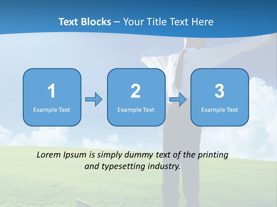 A Man Standing In A Field With His Arms Outstretched PowerPoint Template