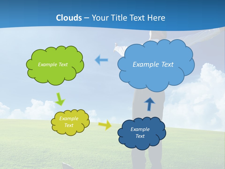 A Man Standing In A Field With His Arms Outstretched PowerPoint Template