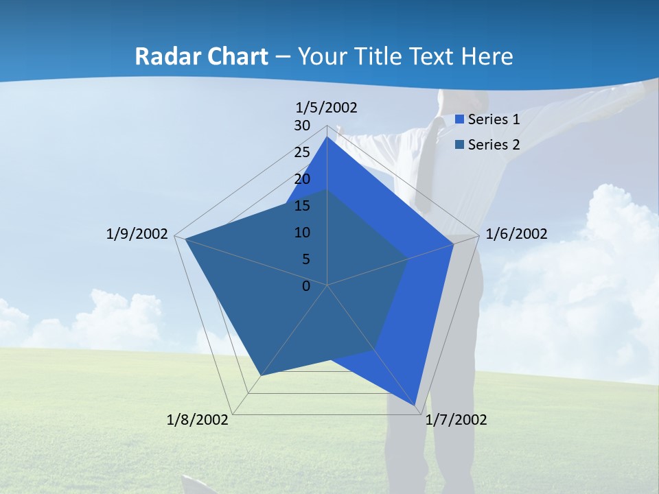 A Man Standing In A Field With His Arms Outstretched PowerPoint Template