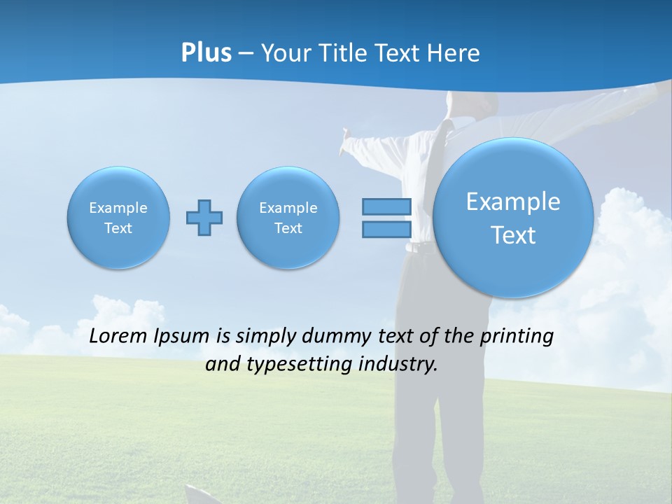 A Man Standing In A Field With His Arms Outstretched PowerPoint Template