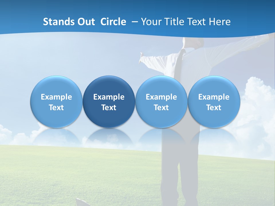 A Man Standing In A Field With His Arms Outstretched PowerPoint Template