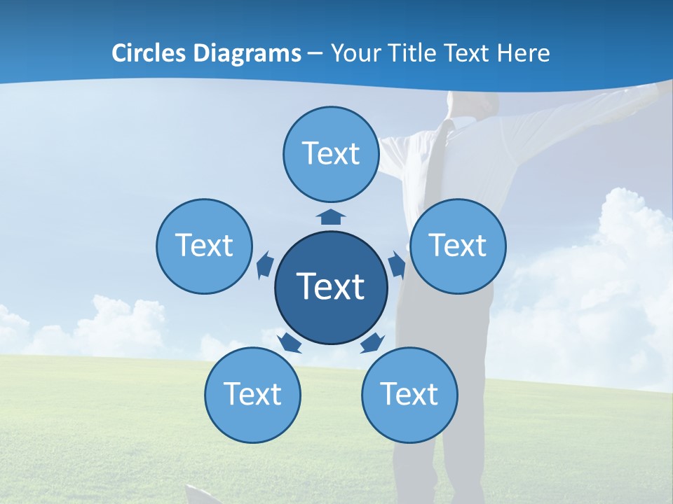 A Man Standing In A Field With His Arms Outstretched PowerPoint Template