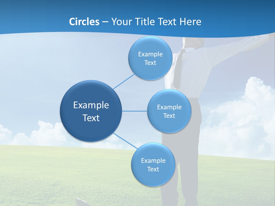 A Man Standing In A Field With His Arms Outstretched PowerPoint Template
