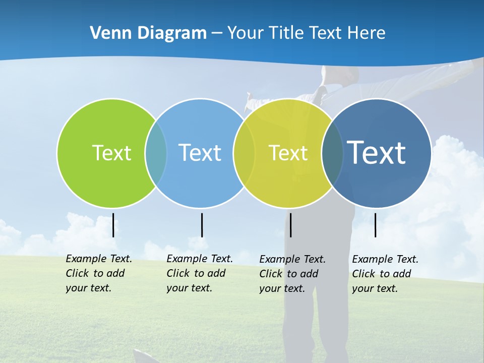 A Man Standing In A Field With His Arms Outstretched PowerPoint Template
