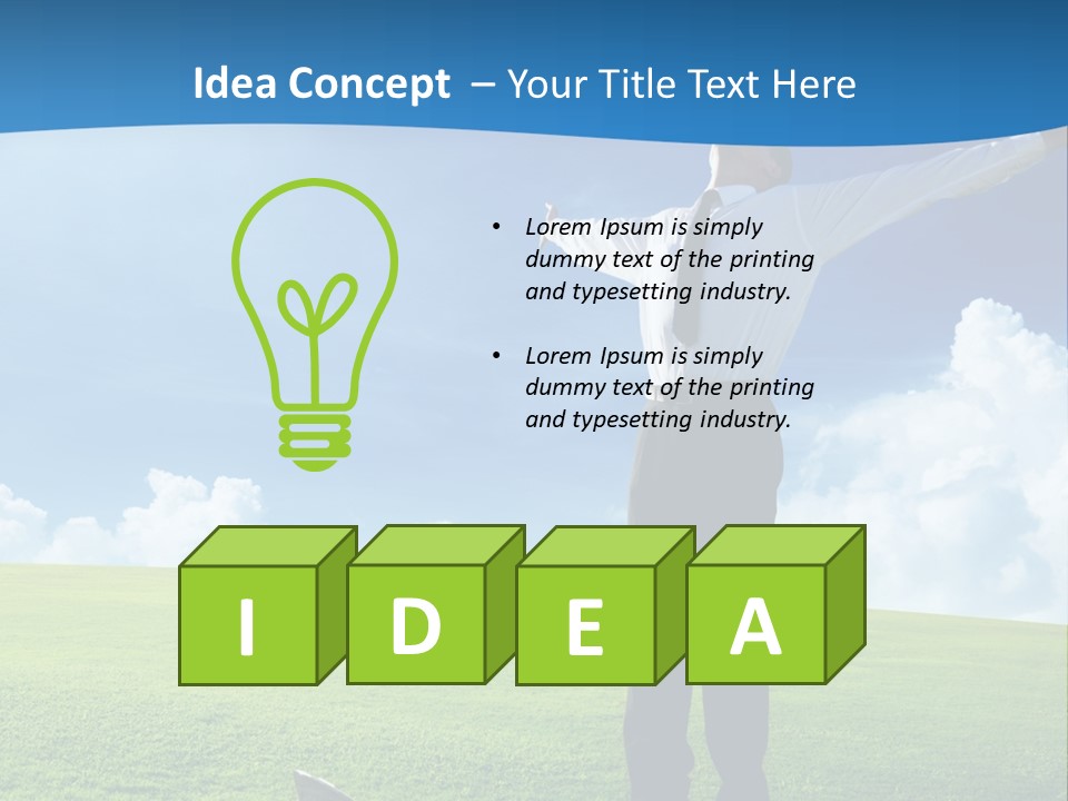 A Man Standing In A Field With His Arms Outstretched PowerPoint Template