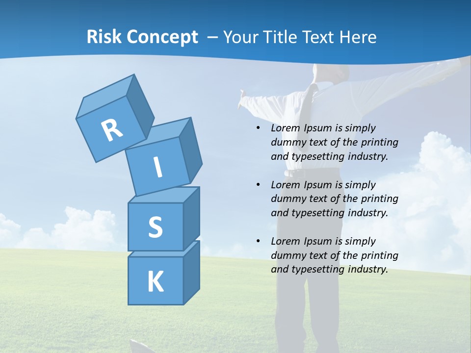 A Man Standing In A Field With His Arms Outstretched PowerPoint Template