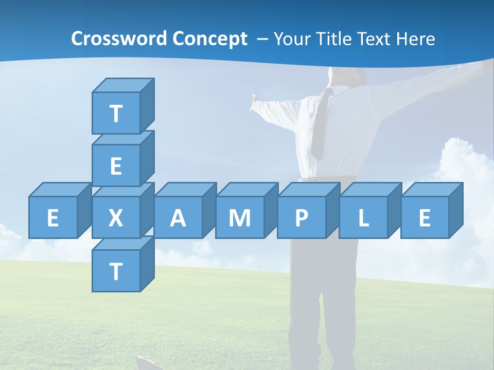 A Man Standing In A Field With His Arms Outstretched PowerPoint Template