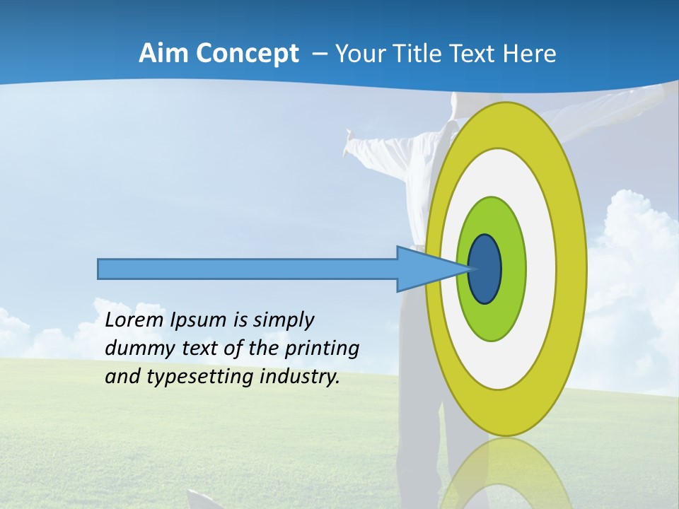 A Man Standing In A Field With His Arms Outstretched PowerPoint Template