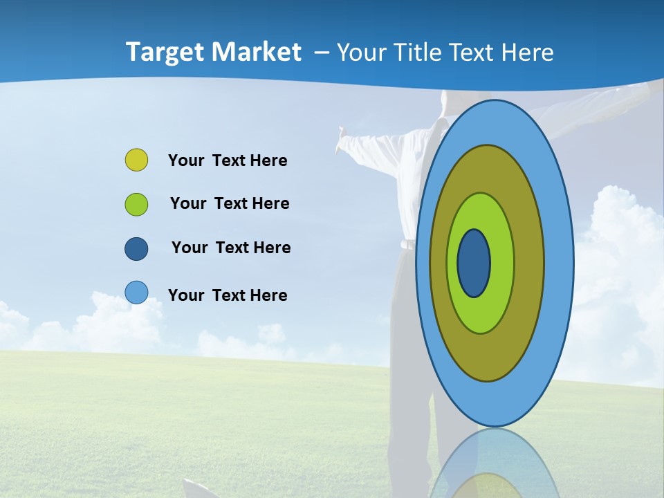 A Man Standing In A Field With His Arms Outstretched PowerPoint Template