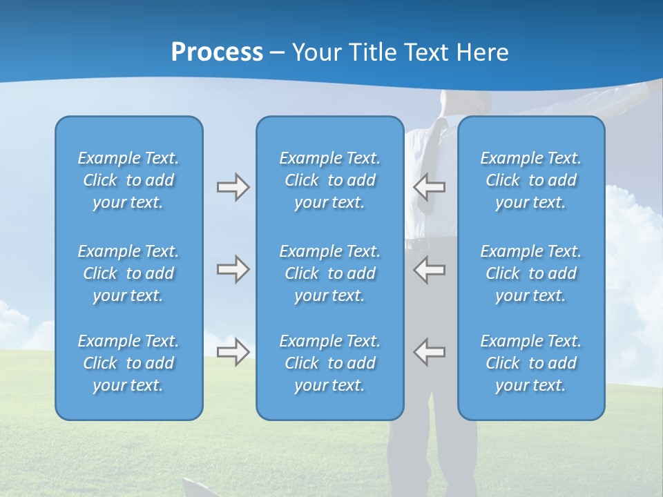 A Man Standing In A Field With His Arms Outstretched PowerPoint Template