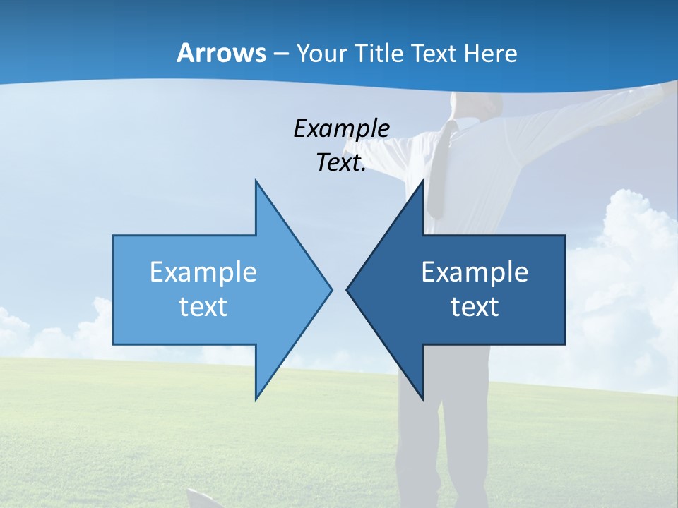 A Man Standing In A Field With His Arms Outstretched PowerPoint Template