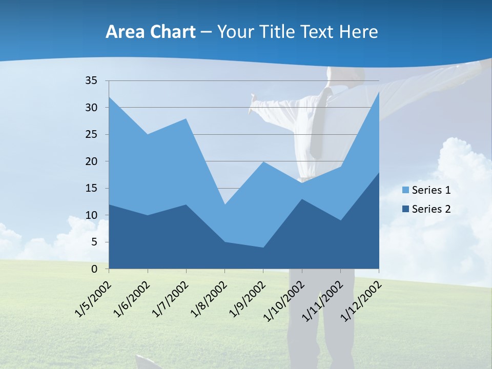 A Man Standing In A Field With His Arms Outstretched PowerPoint Template