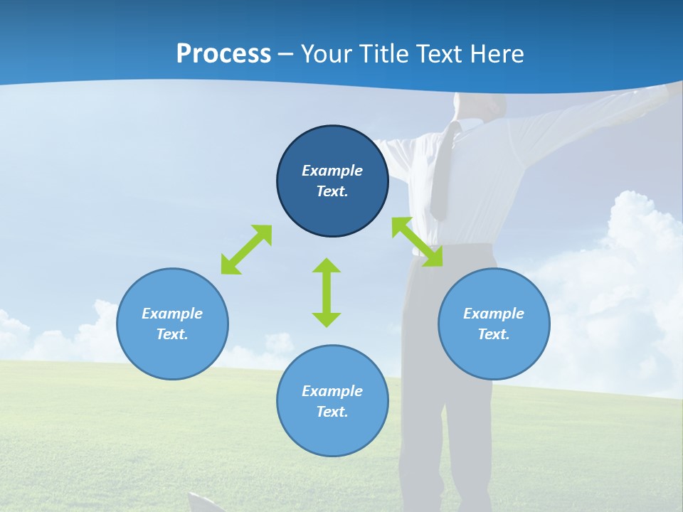 A Man Standing In A Field With His Arms Outstretched PowerPoint Template