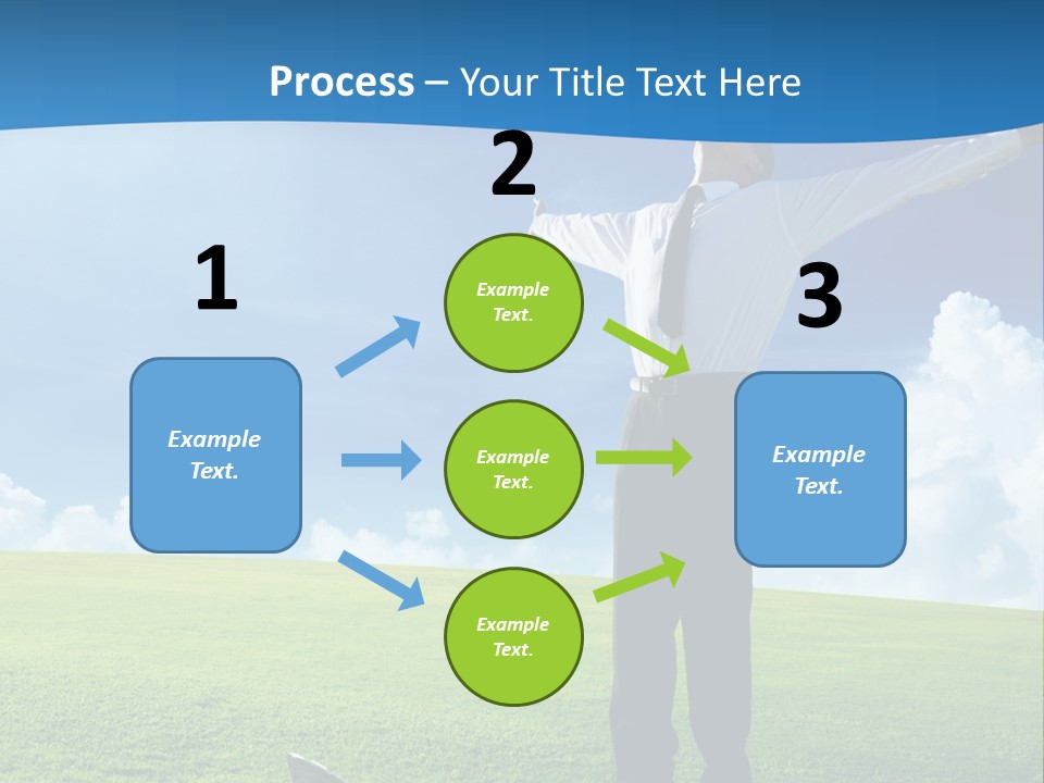 A Man Standing In A Field With His Arms Outstretched PowerPoint Template