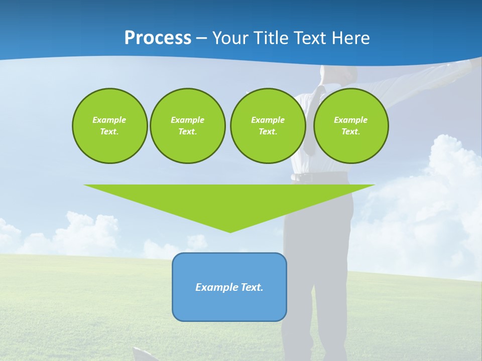 A Man Standing In A Field With His Arms Outstretched PowerPoint Template