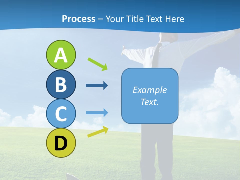 A Man Standing In A Field With His Arms Outstretched PowerPoint Template