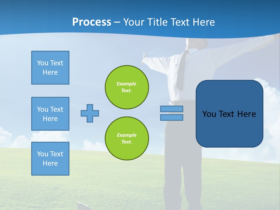 A Man Standing In A Field With His Arms Outstretched PowerPoint Template