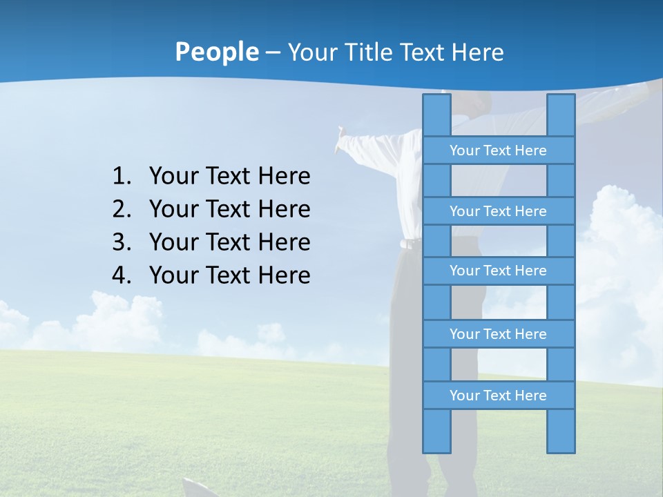 A Man Standing In A Field With His Arms Outstretched PowerPoint Template