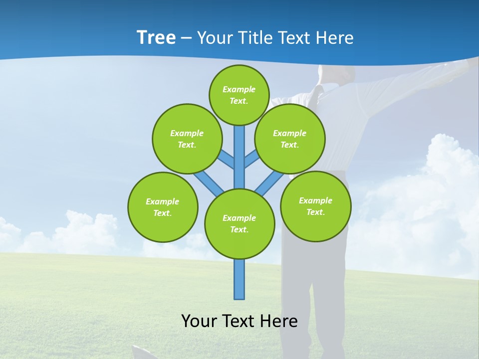 A Man Standing In A Field With His Arms Outstretched PowerPoint Template