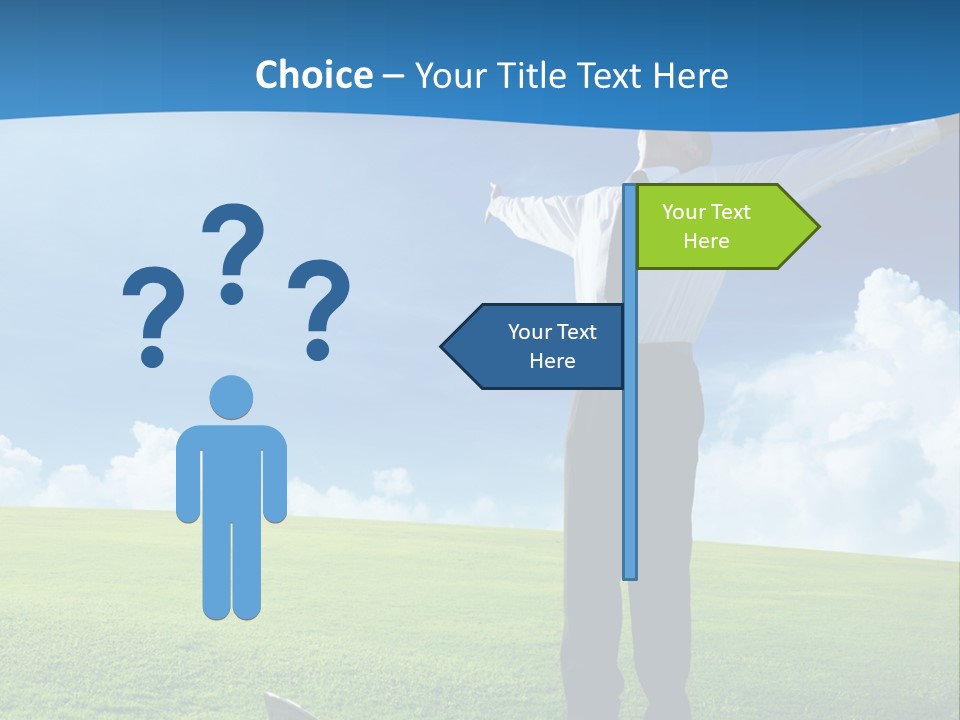 A Man Standing In A Field With His Arms Outstretched PowerPoint Template