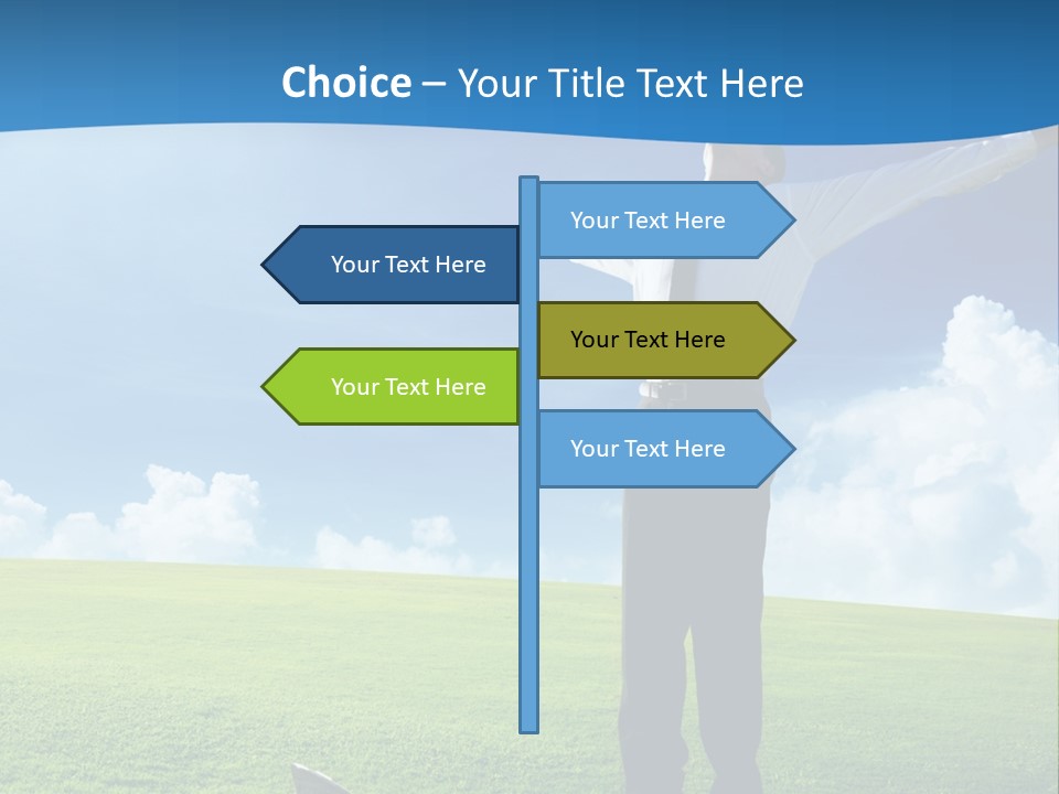 A Man Standing In A Field With His Arms Outstretched PowerPoint Template