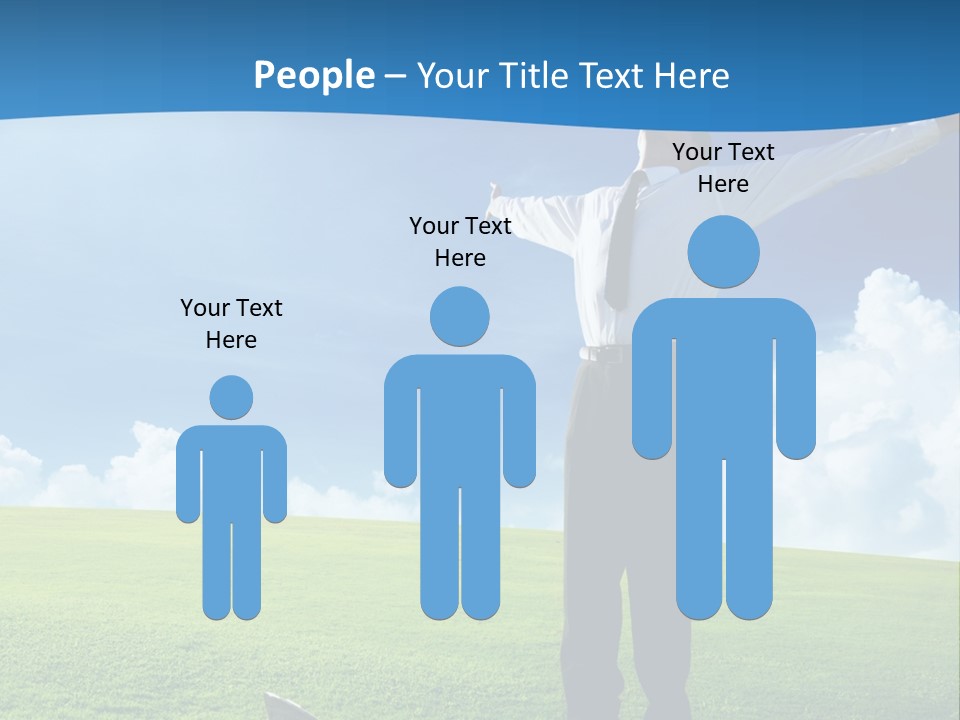 A Man Standing In A Field With His Arms Outstretched PowerPoint Template