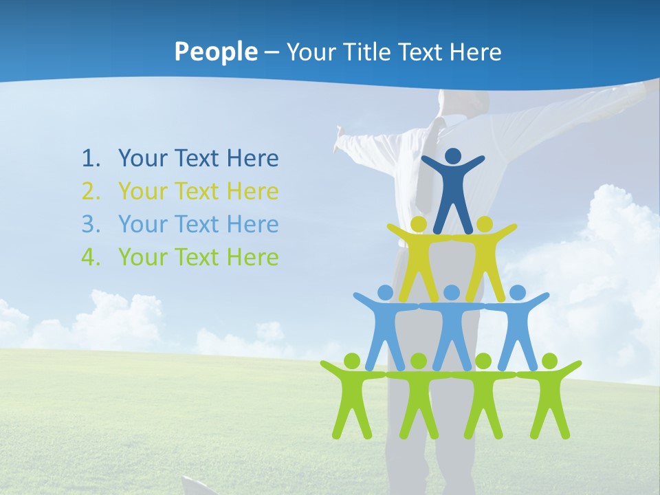 A Man Standing In A Field With His Arms Outstretched PowerPoint Template