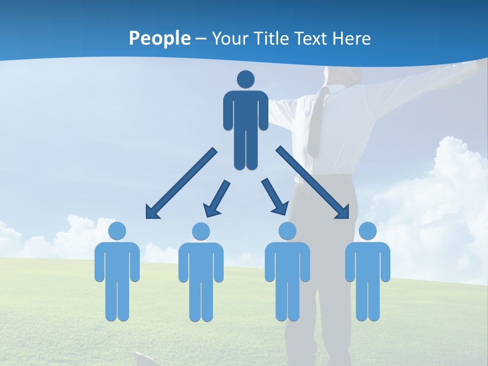 A Man Standing In A Field With His Arms Outstretched PowerPoint Template