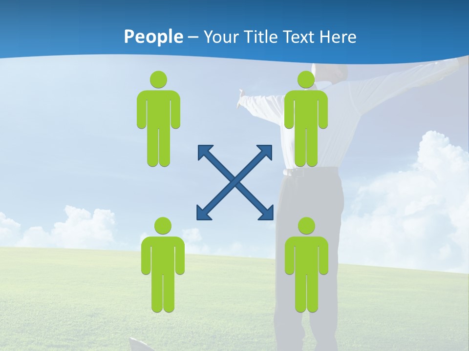 A Man Standing In A Field With His Arms Outstretched PowerPoint Template